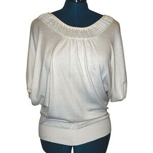 Anthropologie Moth Sz L Bat Wing, Round Neck, Wide Bottom Ribbed Sweater Top